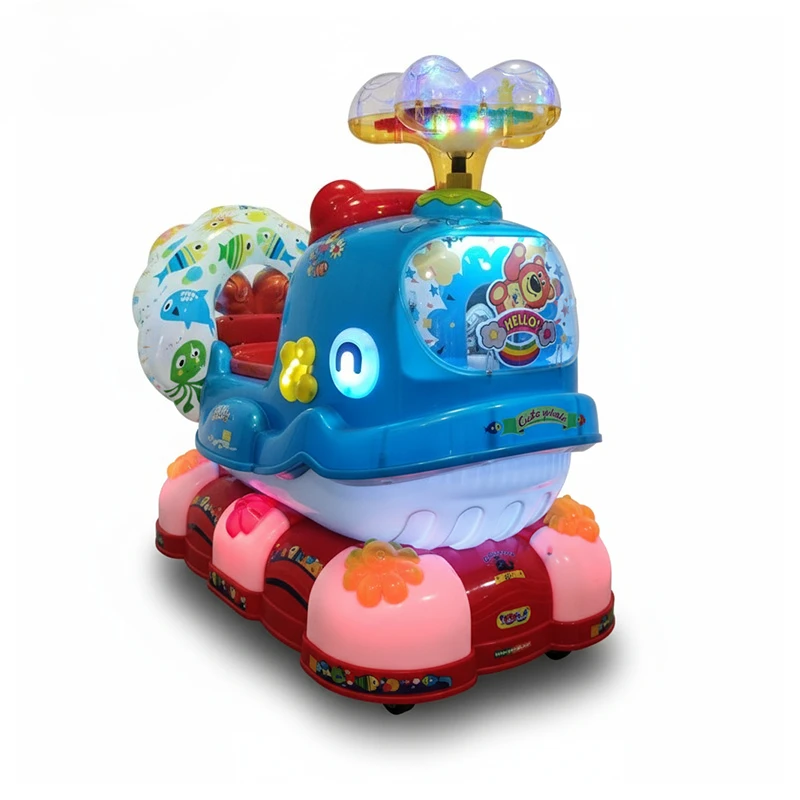Coin Operated Children's Game Machine QQ Whale Exciting Rocking Car Cartoon Character Children's OEM Available