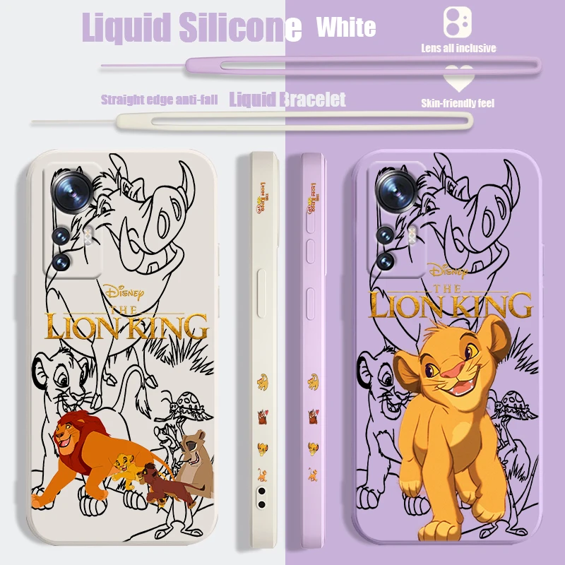 Disney Handsome  Lion King Liquid Left Rope Phone Case For Xiaomi Mi A3 9 10 11 12 13 Note 10 Lite SE T X i Pro Soft Cover Capa