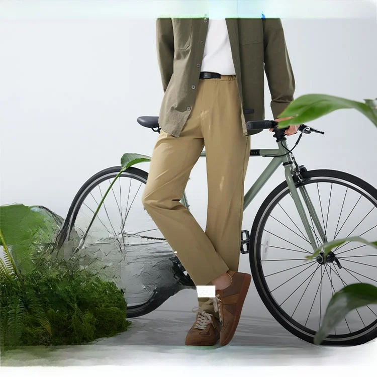 

High Elastic Quick Dry Outdoor Men's Casual Pants Cool Feeling Summer Trousers Straight Leg mid Waist Fashionable Urban Style