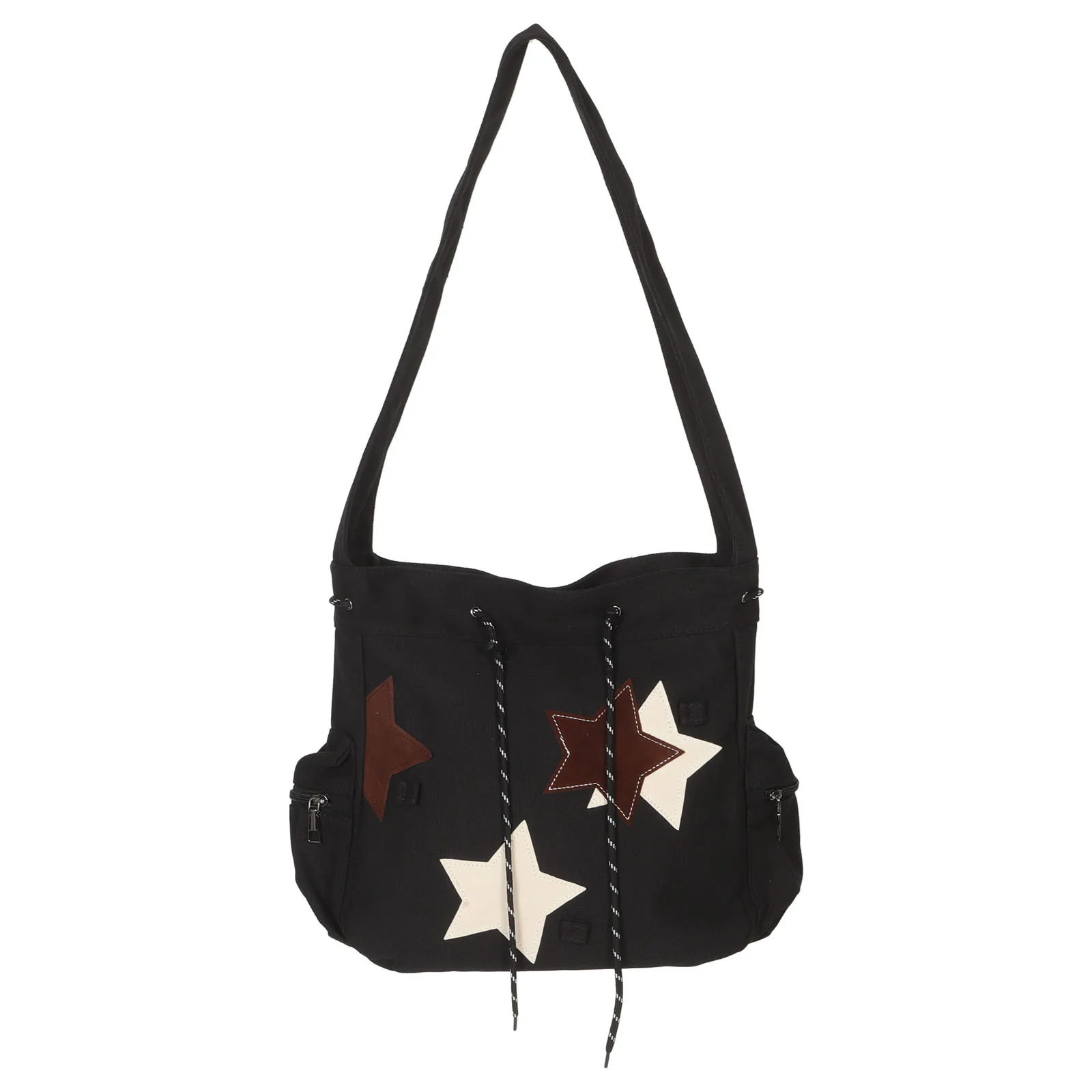 حقيبة طالب عصرية بطباعة نجوم، حقيبة ظهر ذات سعة كبيرة للمدرسة، حقيبة كتف كروس، حقيبة قماش للمراهقين والبالغين #5