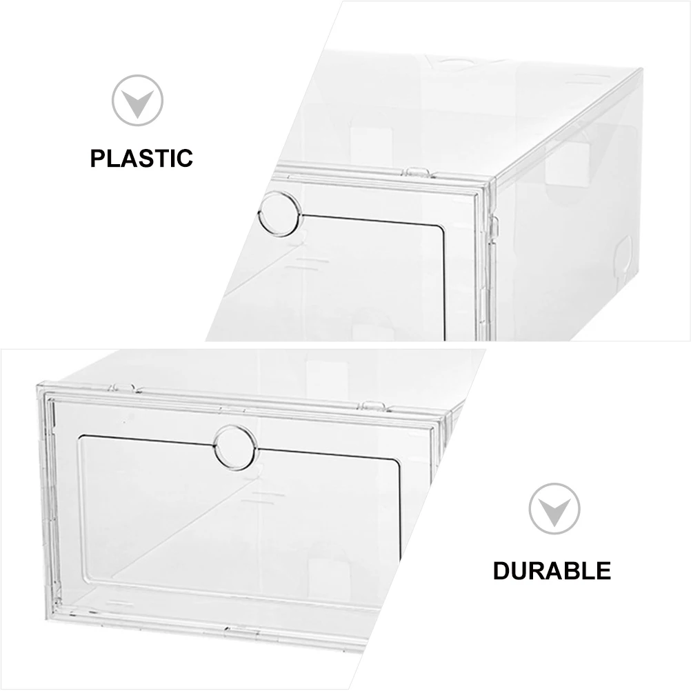 

4pcs Foldable Shoe Boxes Transparent 33x24x14cm Stackable Storage ganizer Home Dorm Bedroom Shoe Store Space Saving Containers