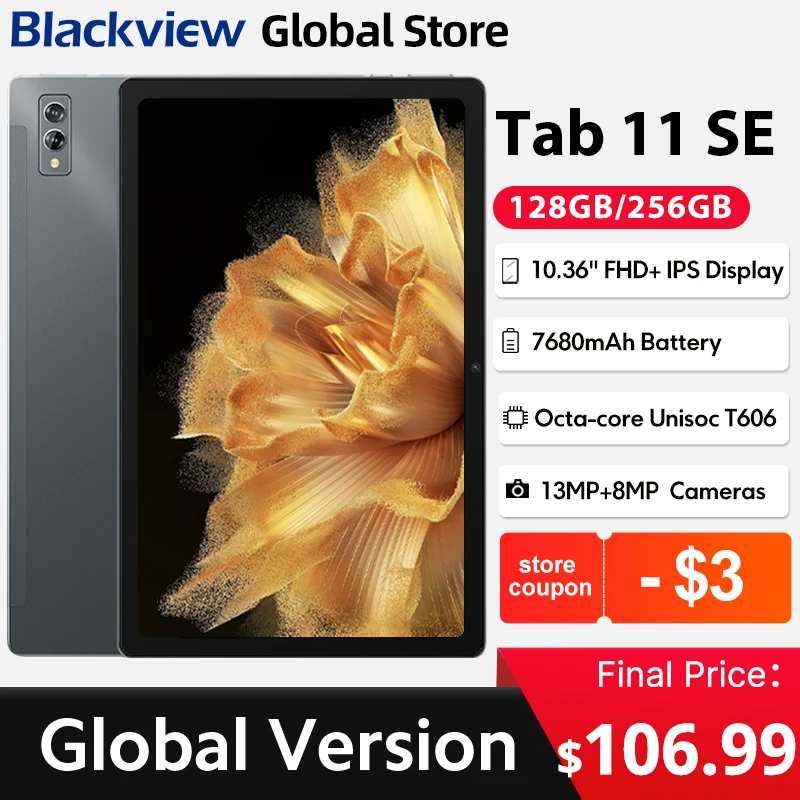 Blackview Tab 11 SE Tablets 10.36'' FHD+ Display Octa Core Dual 4G LET GPS 8GB RAM 128GB ROM 7680mAh Battery Android 12 Tablet P