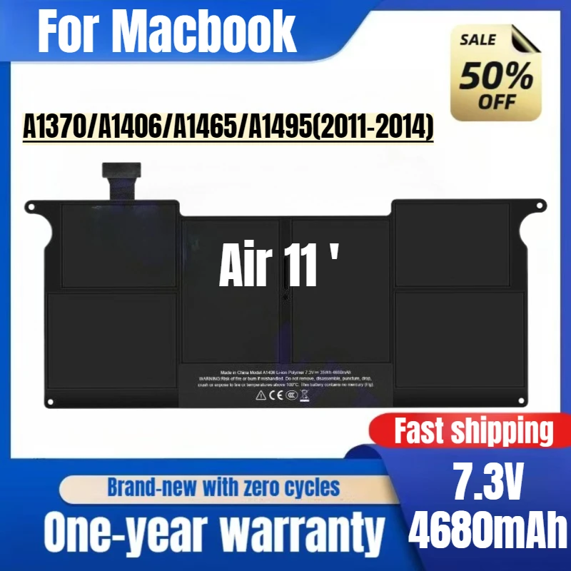 A1370/A1406/A1465/A1495(2011-2014) for Macbook Air 11 'Laptop Battery High Quality High Capacity Battery Replacement Bateria