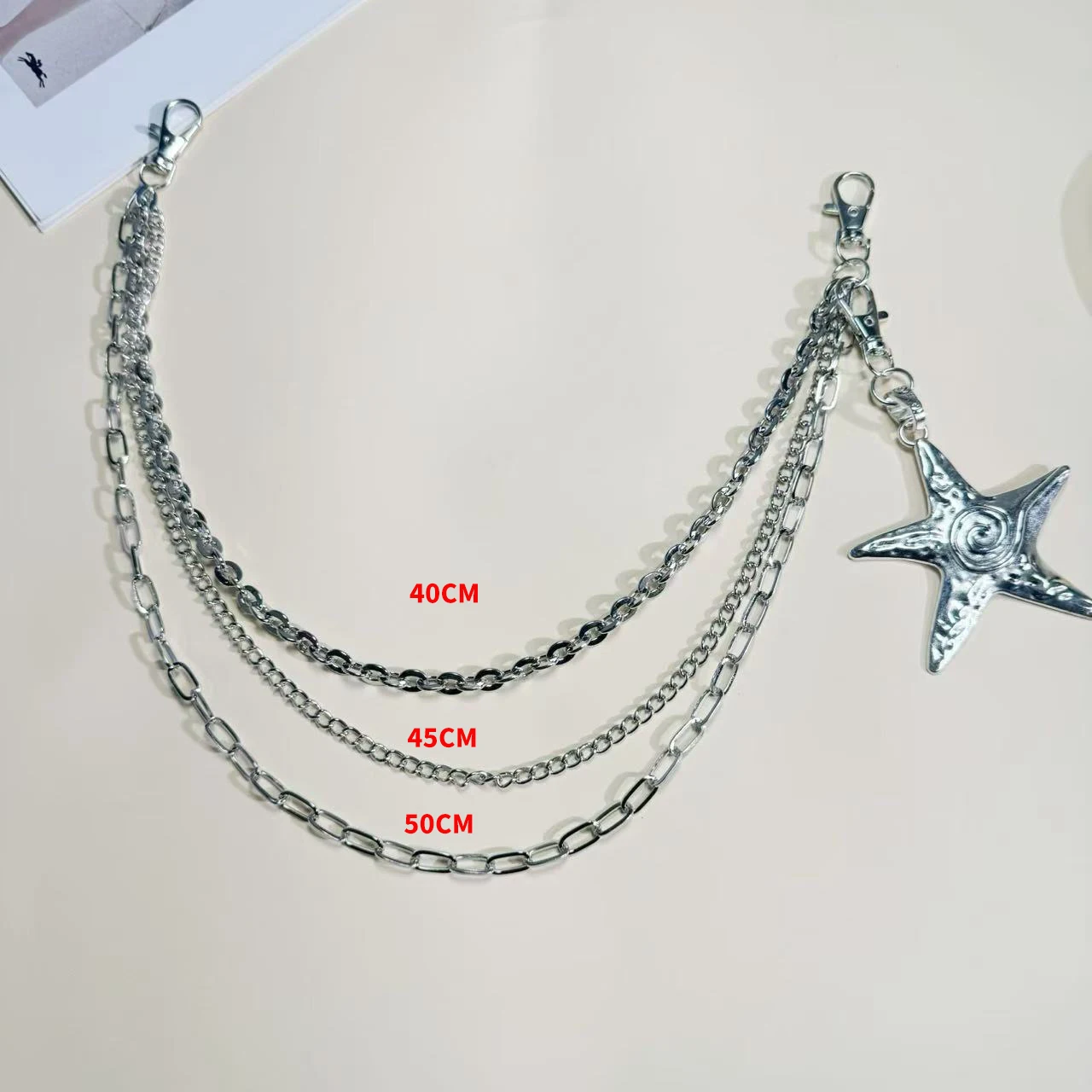 Hip Hop Punk Style Multi-Layered Waist Chain Cool Star Pendant Pants Chain Versatile Chain Decoration Trendy Accessory