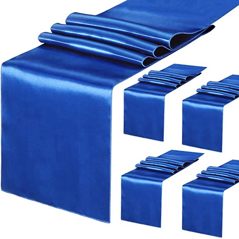 

Set Of 10 Navy Blue Satin Table Runner 12X108 Inch Party Table Runner For Wedding Banquet Decoration