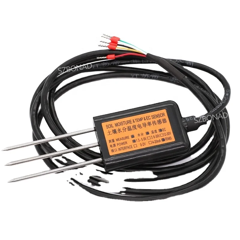 MEC10 Soil EC Moisture Sensor with 3 pins for temperature and electric conductivity