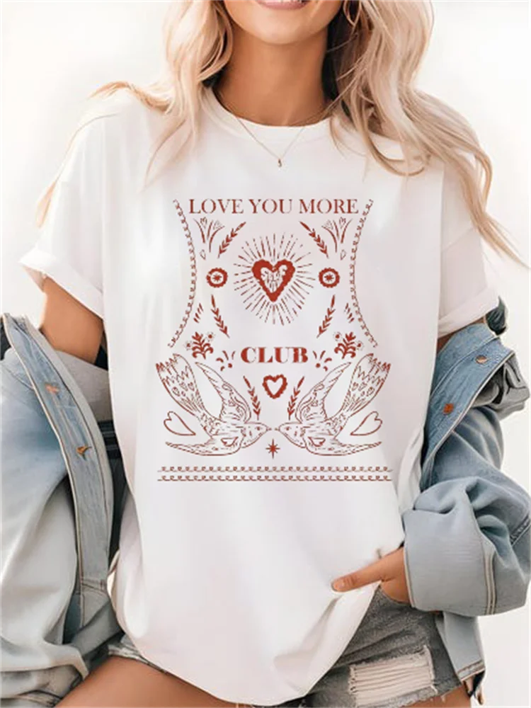 Camiseta blanca de manga corta con estampado de Lobster Club para mujer, ropa bonita de verano con cuello redondo y dibujos animados para viajes y vacaciones