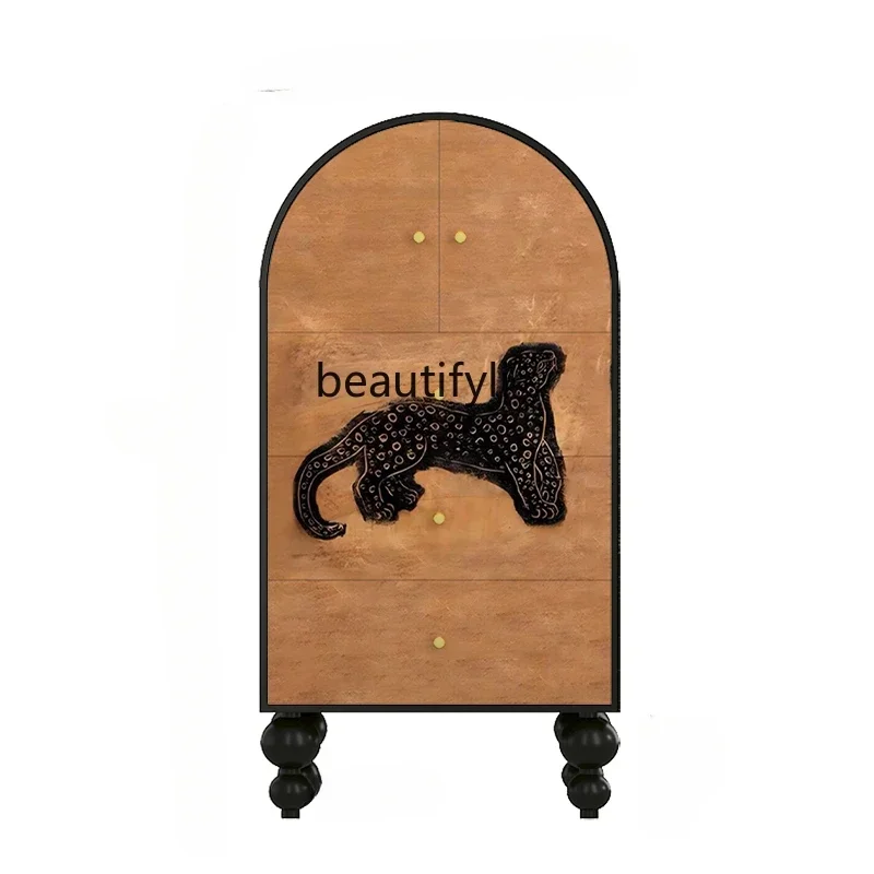 

13French medieval pure solid wood chest of drawers household living room storage drawer cabinet
