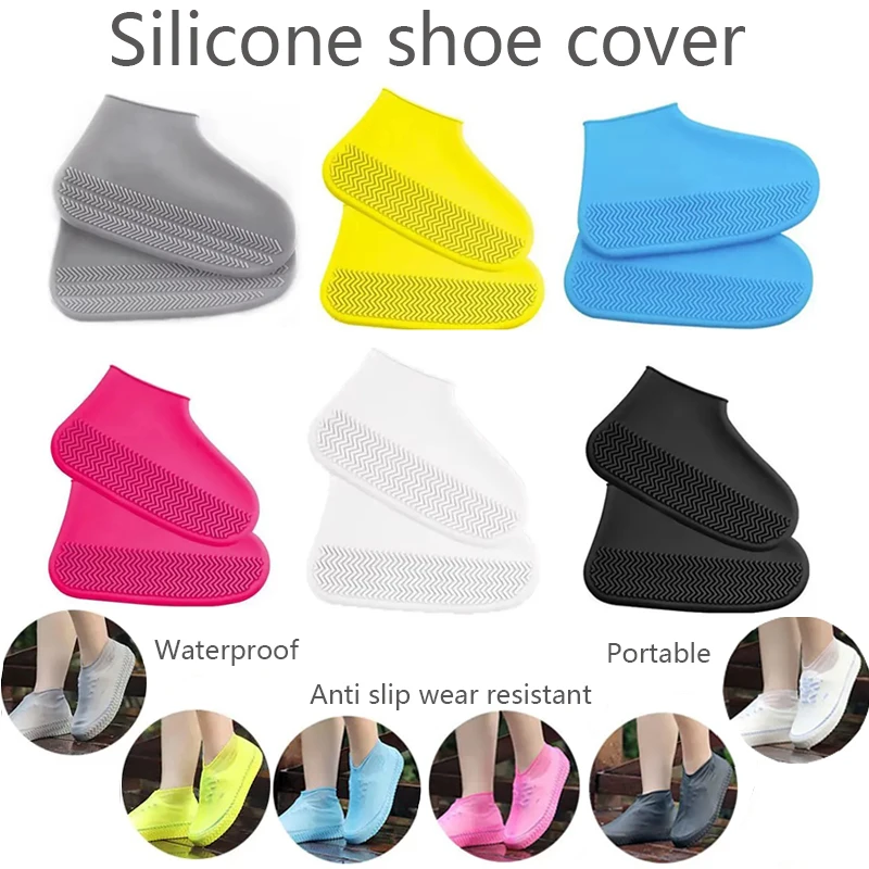 

1Pair Portable Silicone Waterproof Shoe Cover Thickened Anti Slip And Wear-resistant Rain Shoe Cover Outdoor Hiking Shoes Cover