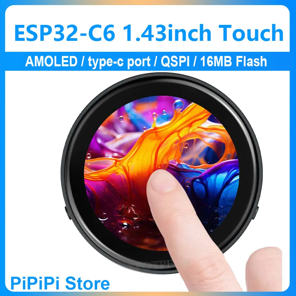 

Макетная плата ESP32 C6, 1,43-дюймовый AMOLED-дисплей QSPI, 1,43-дюймовый сенсорный экран, двойной микрофон, AudioI Deepseek N16R8