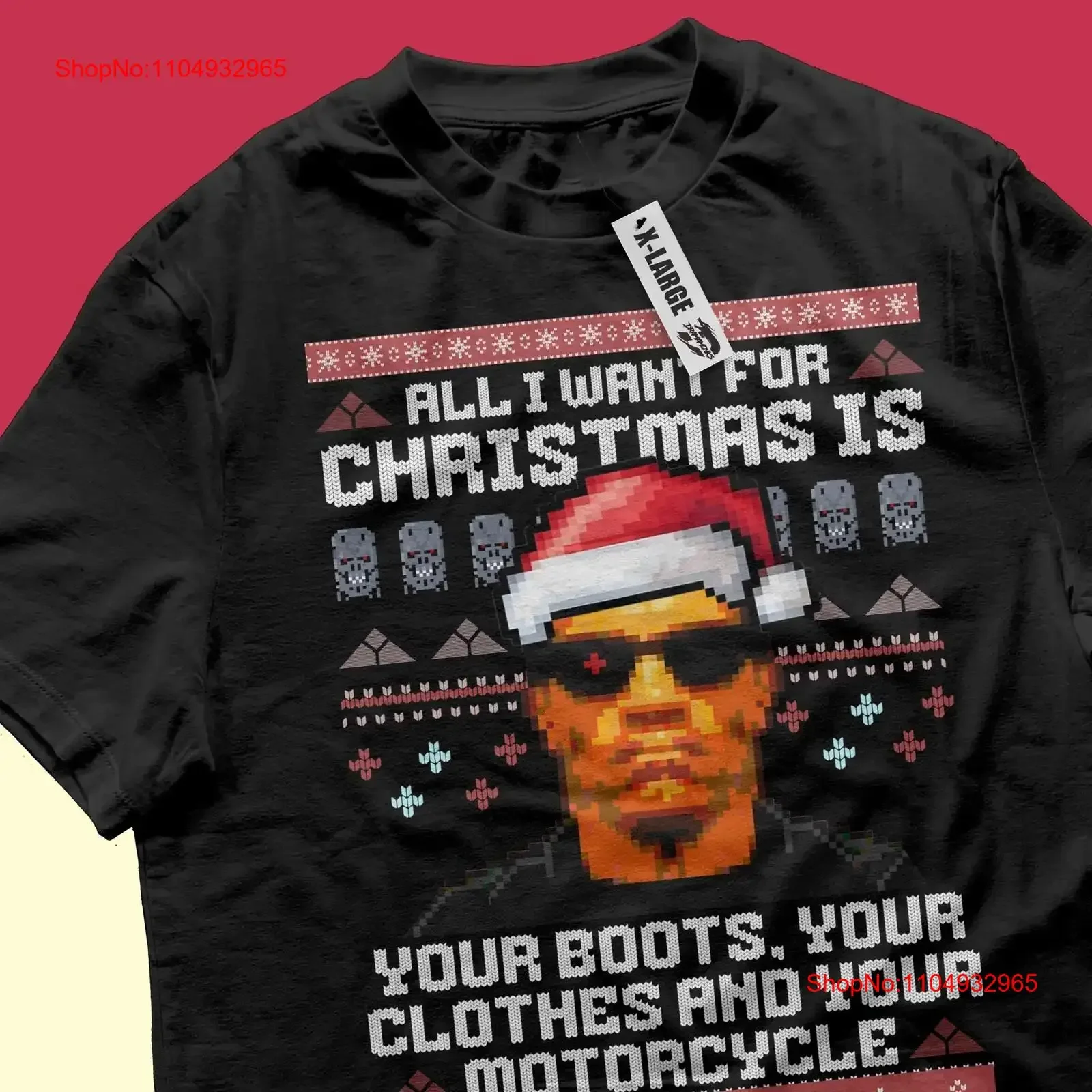 Christmas Terminator Arnold T2 Boots T800 90s 80s Movies Xmas T shirt vintage Washed Casual Soft Stretched Versatile Unisex