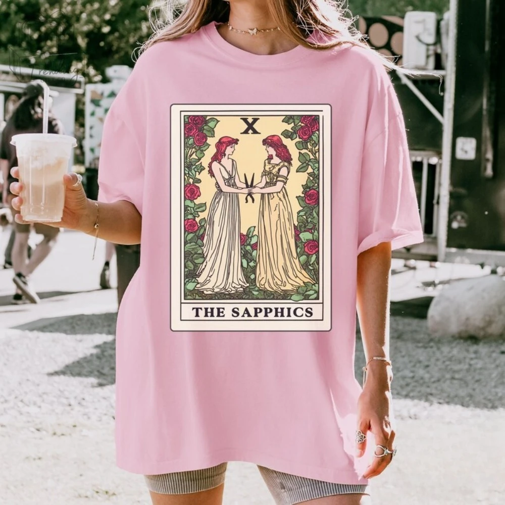 Sapphic Lesbian Tarot Card Women Shirt Subtle Pride Shirt Fashion Shirt Spring and SummerShort-sleeve Cotton Tops Women Clothing