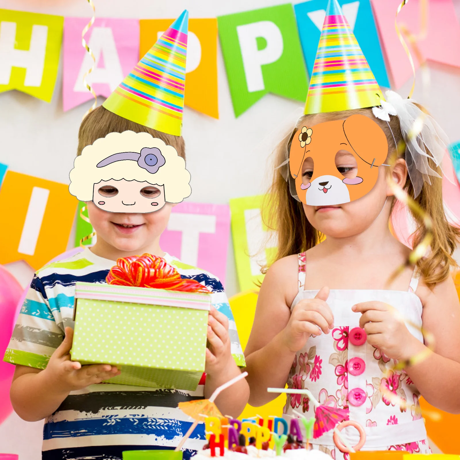 1 conjunto de máscara diy com máscaras de animais em branco para pintura, máscara criativa carnaval festa traje acessório artesanato sem pintura