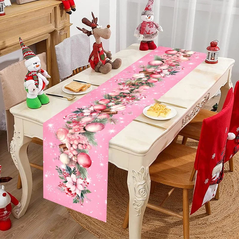 Rosa Weihnachts-Tischläufer, Weihnachtsdekoration für Zuhause, 2025, Weihnachtsfeier, Tischdekoration, Navidad-Geschenke, Neujahr 2026, Tischdecke