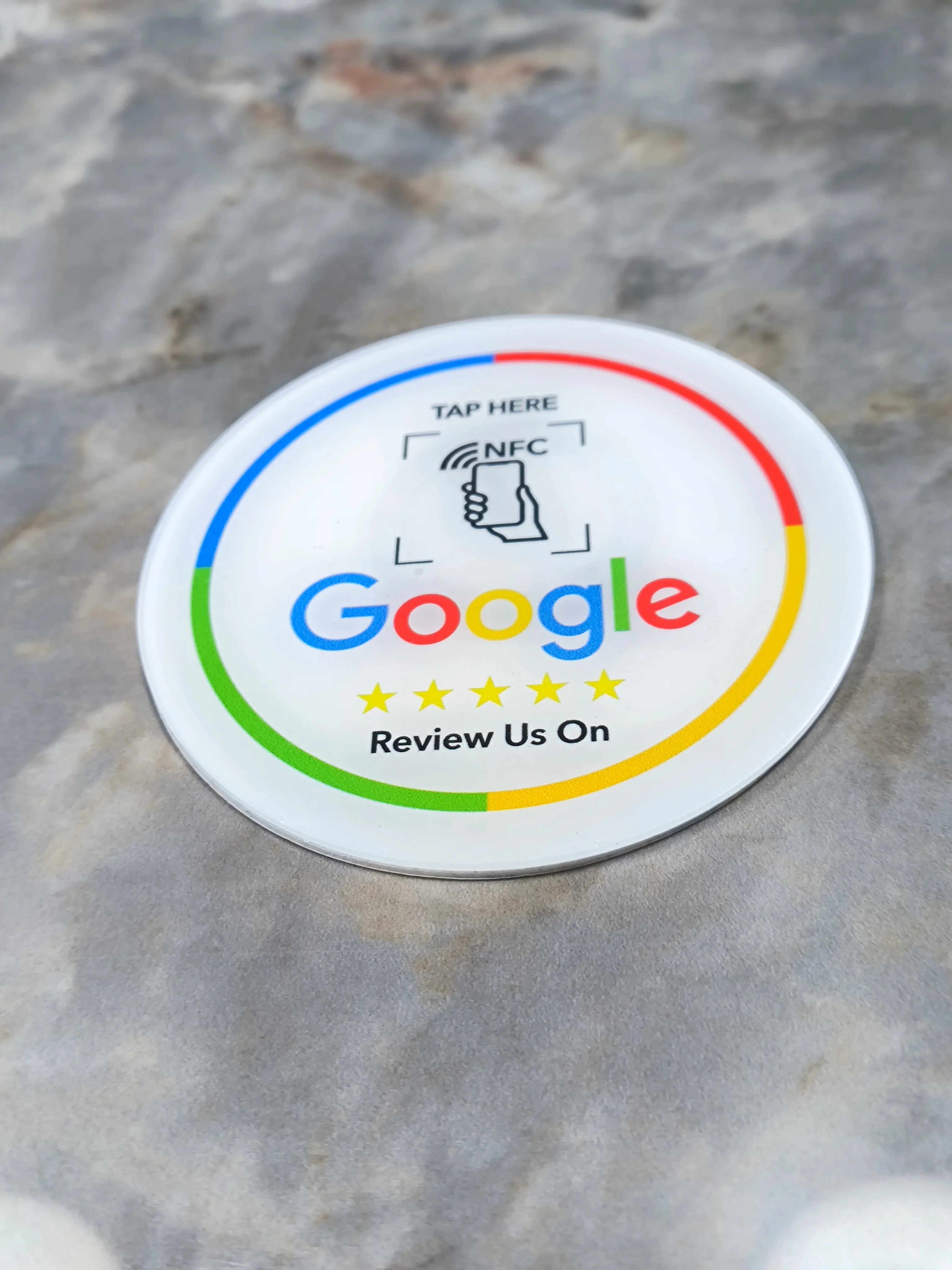 13,56 MHz programmierbare Google Round Review Card NFC Round Card NFC Google Review Display Runder Patchkarten-Markenhalter