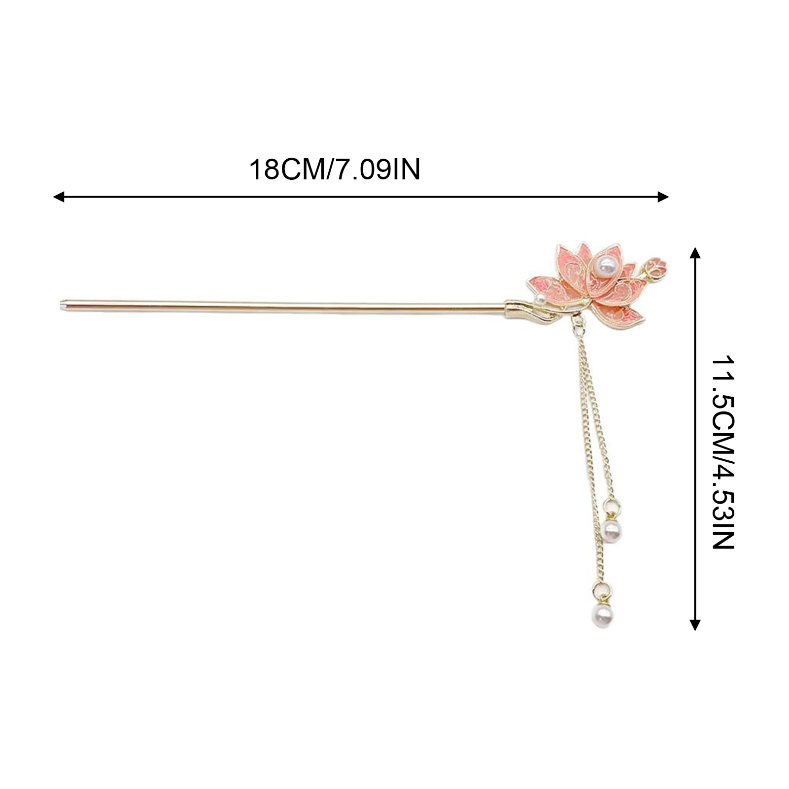 Novo estilo chinês liga varas de cabelo garfos flor de lótus decoração pérolas corrente pingente grampos de cabelo feminino meninas fabricante de coque de cabelo jóias