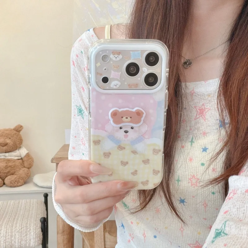 

Kawaii Cartoon 3D Puppy Case For Apple iPhone 17 Pro Max 16 15 14 Pro Phone Cover Shockproof Protective Cases For iPhone 17 Fund