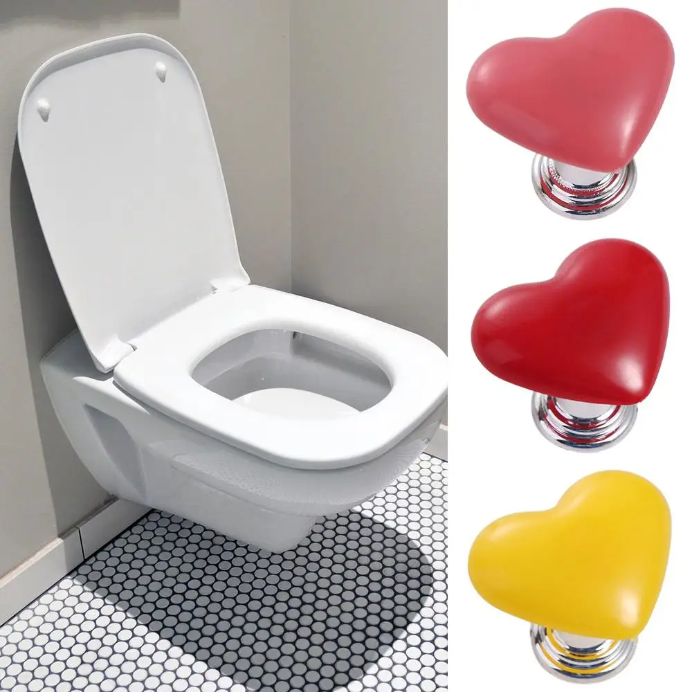 2pcs Fashionable Heart Shaped Toilet Press Nail Protector Love Toilet Button Colorful Water Press Flush Button Bathroom Supplies