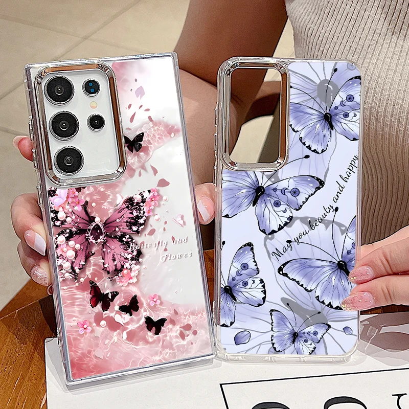 Butterfly Print Phone Case For Samsung Galaxy A57 A37 A17 A56 A16 A36 A55 A15 A26 A54 5G S26 S25 S24 S23 Ultra S25 FE Soft Cover