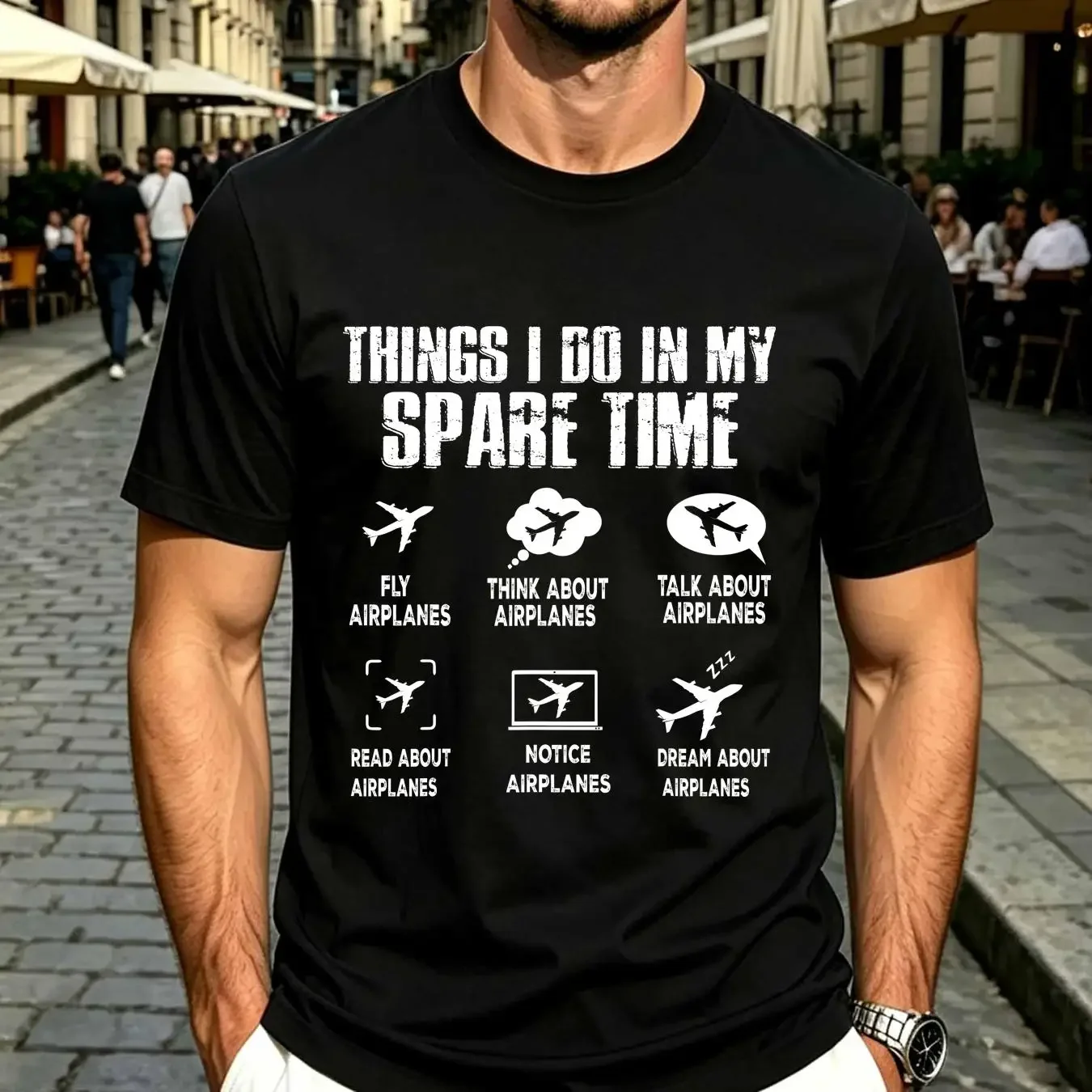 washed T Shirt BEST TO BUY Pilot Things I Do In My Spare Time Funny Airplane  vintage Washed designer clothes Versatile