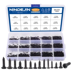1800pcs/set Glasses Phone Screws Pan Round Head Tapping Screw Set M1 M1.2 M1.4 M1.5 M1.7 Phillips Electric Small Mini Screw Kit
