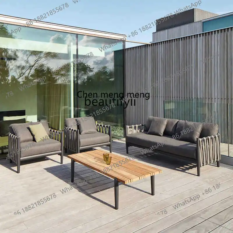 Outdoor Sofa Aluminum Alloy Villa Courtyard Garden Rattan Sunroom Terrace Leisure Chair