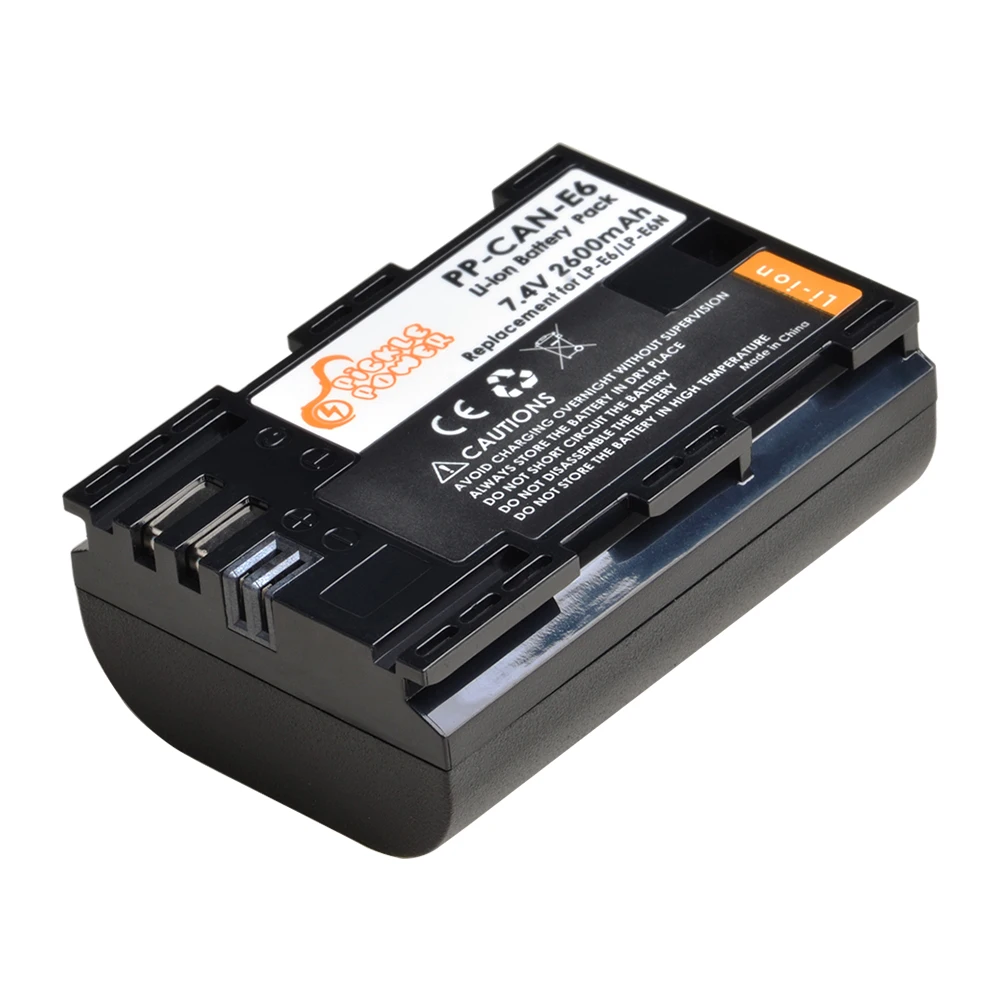 Pickle Power 2600mAh High Capacity LP-E6 Battery 2 Pack for Canon EOS 5D Mark IV 6D 7D 60D 70D 80D XC10