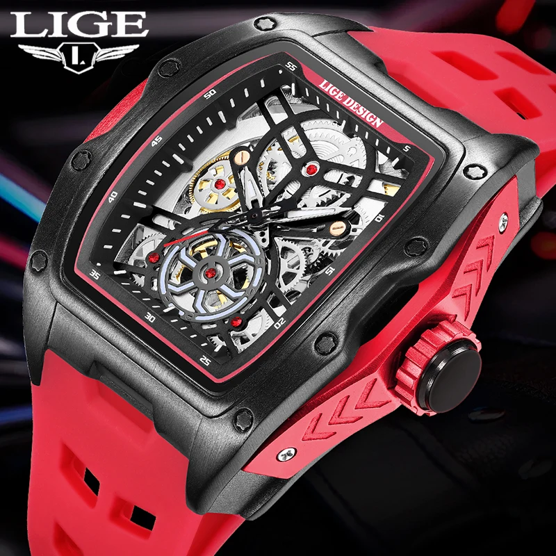 

LIGE Men Watch Fashion Hollow Skeleton Automatic Mechanical Wrist Watches For Men Casual Sport Waterproof Watch Men Reloj Hombre