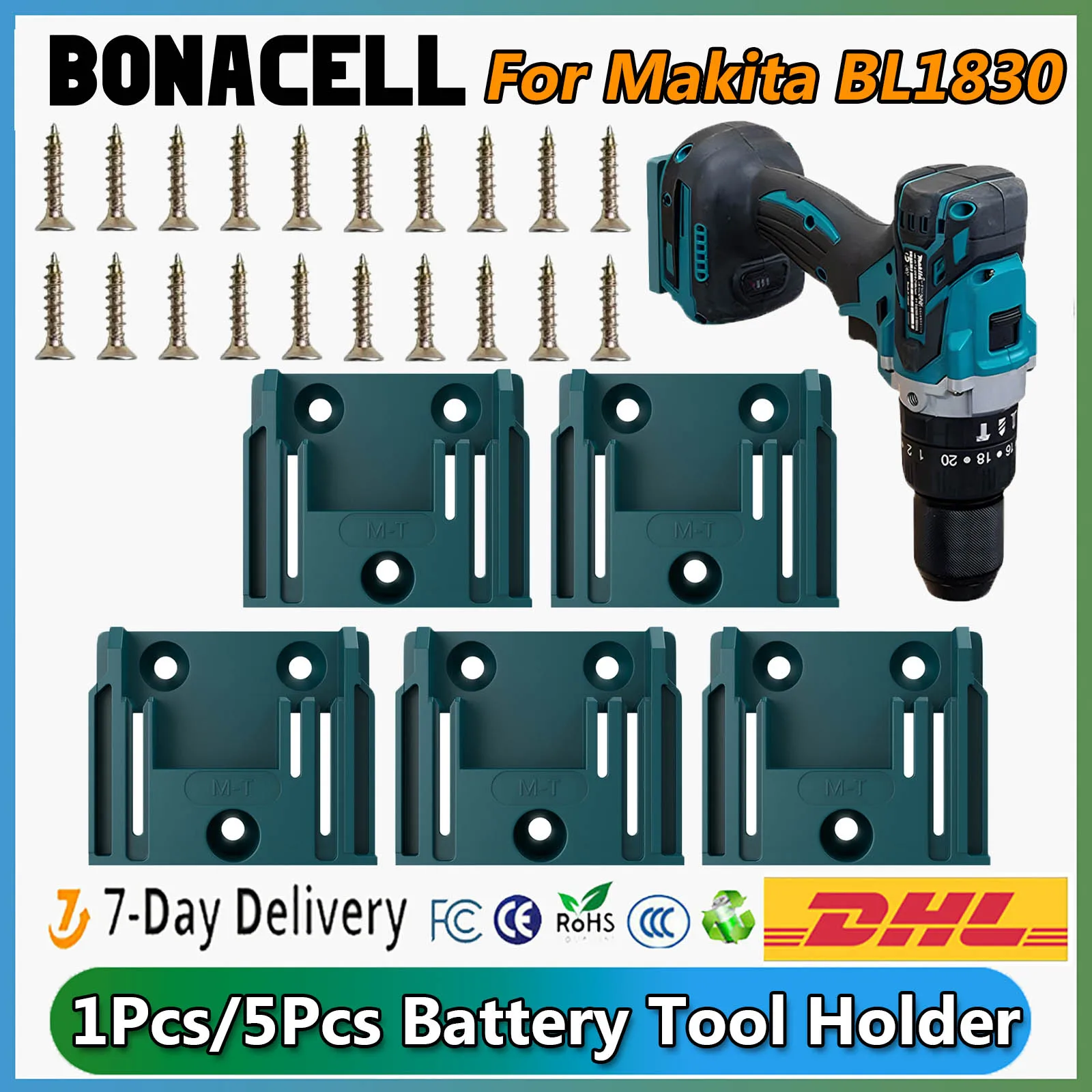 Bonacell-Support de fixation d'outil de batterie avec vis, accessoires pour Makita BL1830, BL1840, BL1850, BL1860