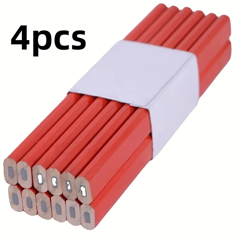 4/10PCS Support Carpenter Pencils，Flat Black Octagonal Carpenter Pencil，Woodworking Marking Pencil With Black Lead