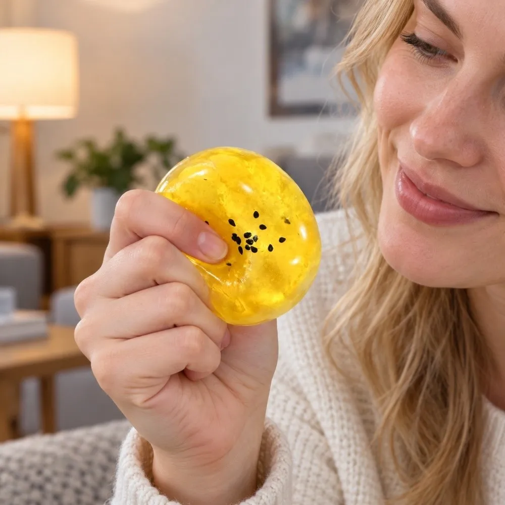 Crunchy Egg Yolk Pastry Squeeze Toy Crackling Sound Effects Dessert Squishy Toy Anxiety Relief Kneading Handmade Ball