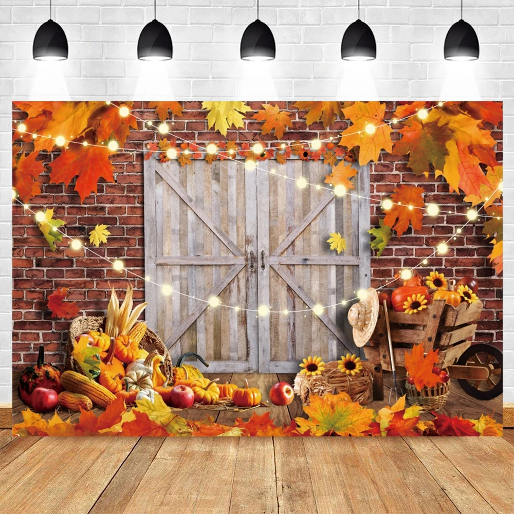 Fall Backdrop Autumn Farm Barn Wheat Field Pumpkin Haystack Harvest Baby Portrait Photography Background Cake Smash Photo Studio