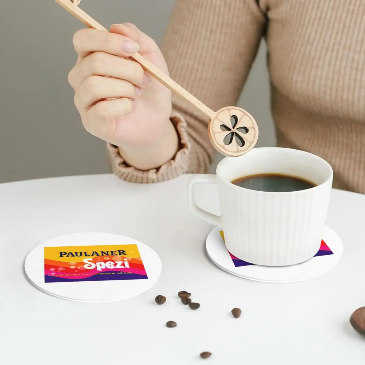 

Подставки Paulaner Spezi, кожаные салфетки, нескользящие изоляционные кофейные коврики для дома, кухни, обеденные подушечки, набор из 4 шт.