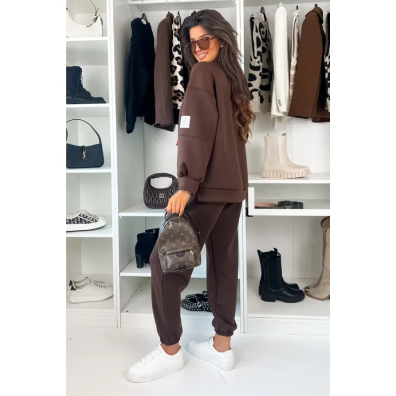 

Krismile Vintage Pant Sets 2025 Autumn Winter Spliced Print Sweatshirts Elastic Waist Pencil Pants Female Tracksuits 191560