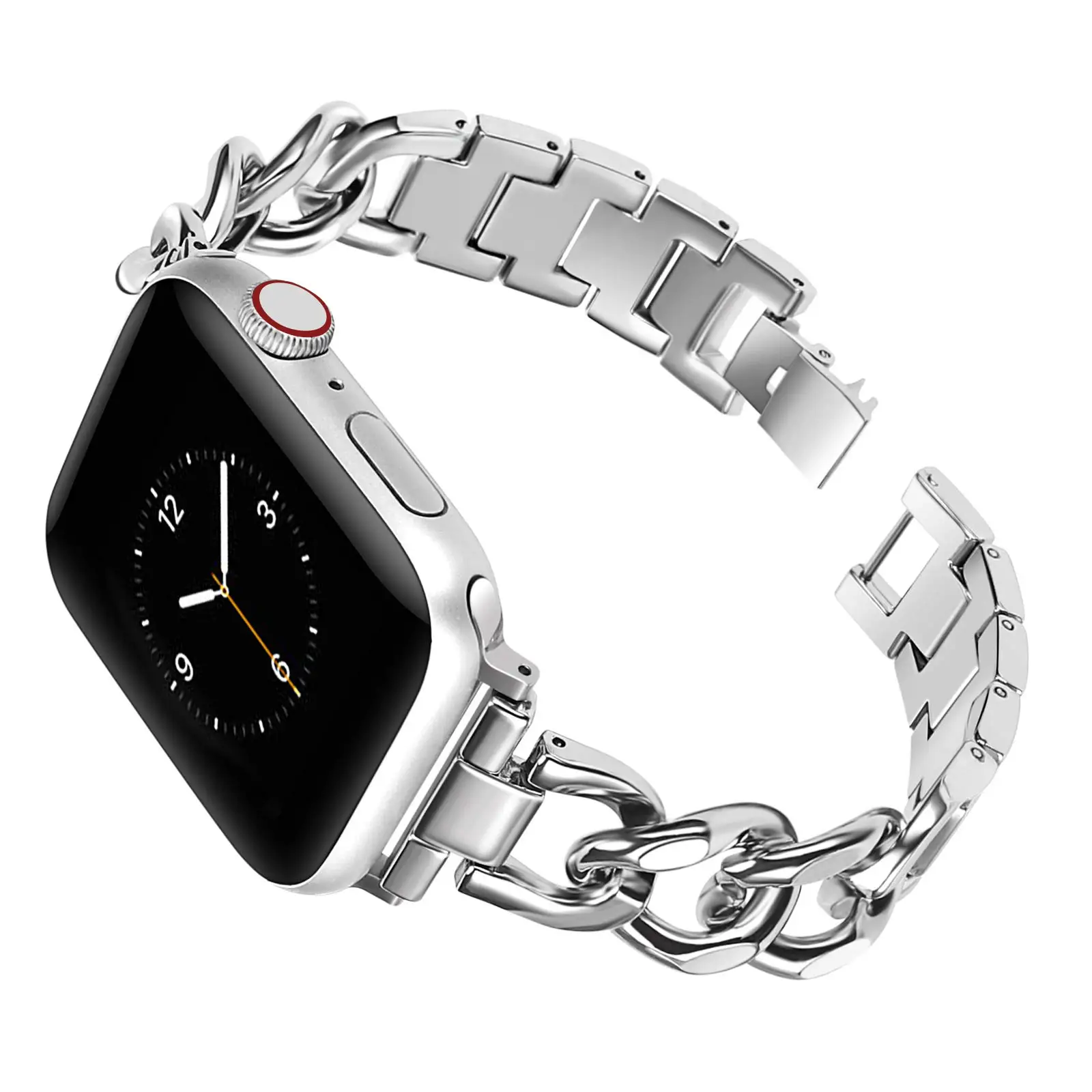 Bracelet à maillons cubains pour bracelet de montre Apple 40mm 41mm 45mm 44mm 49mm bracelet métallique en acier inoxydable iWatch série 8 7 6 5 se ultra