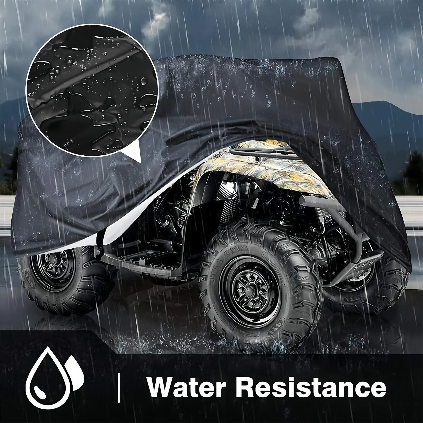 ATV Cover Waterproof 210D UV Protection Windproof Protector Outdoor Covers Waterproof For Beach Storage Garage Driveway Trail