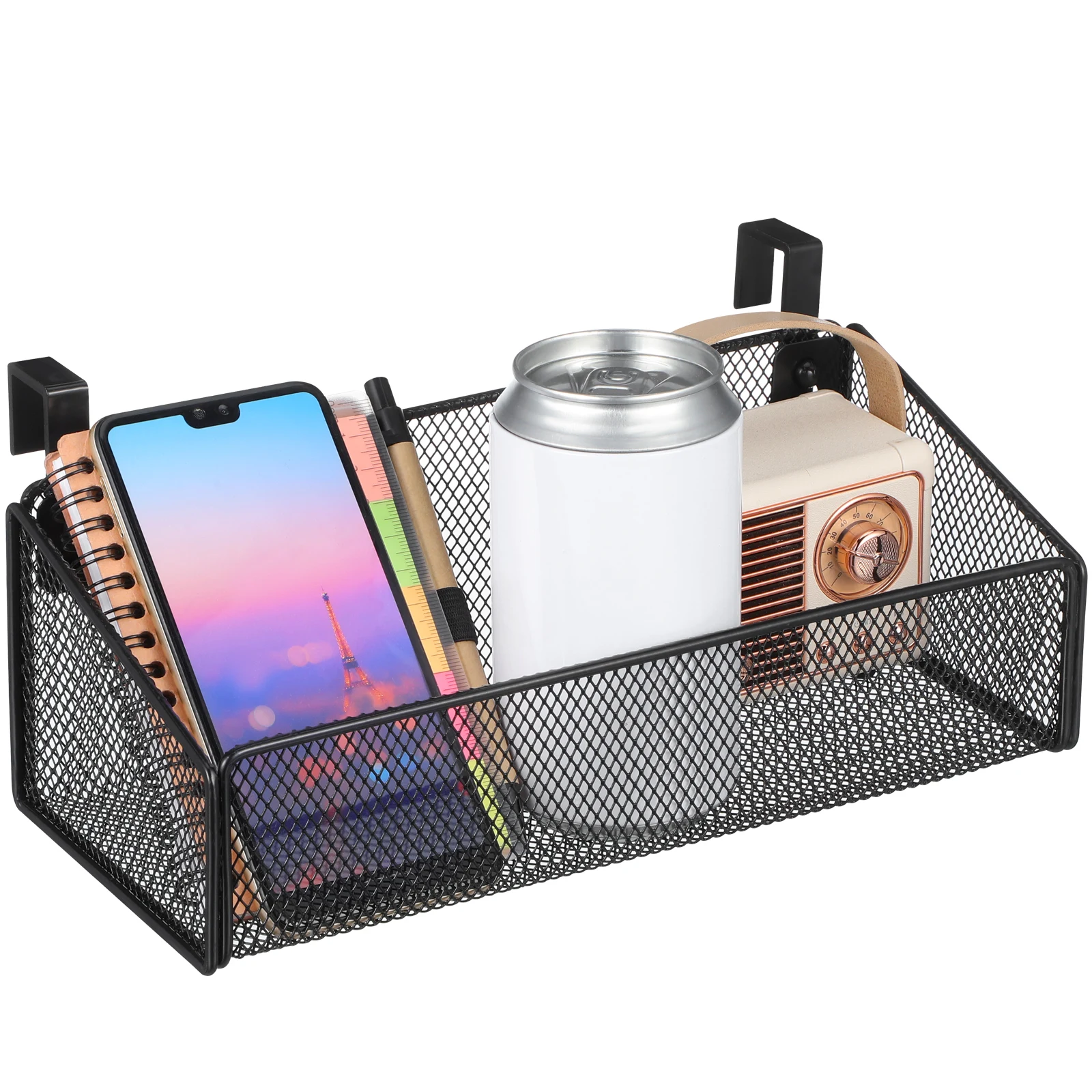 

Metal Mesh Basket Bedside Hanging Storage Dormitory Supplies Black College Shelving For Books Clothes Tissues Sundries Home