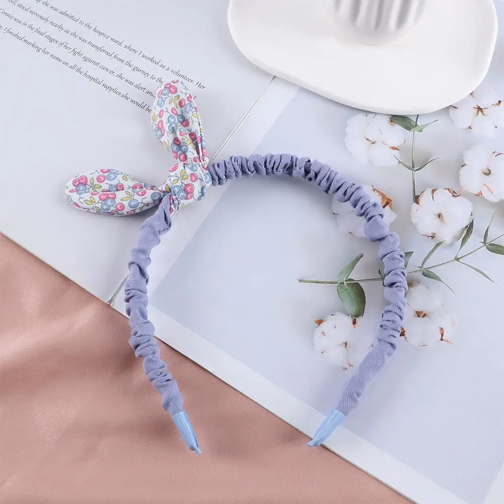 

Cute Girls Rabbit Ears Flowers Printed Hairband Bowknot Headband Hair Hoops Hair Accessories
