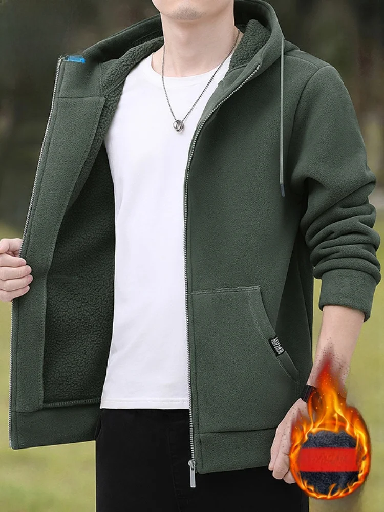 

Paul Men's Thiened Fce Lined Hooded Open Cardigan Sweatirt Casual Spor Sle Autumn Winter Faion Urban Teenager Ja...