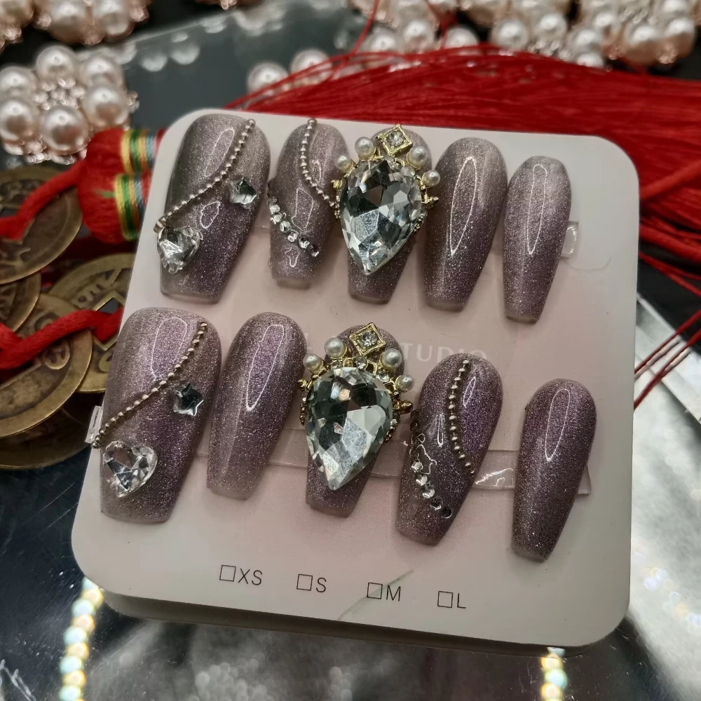 10 pezzi di alta qualità fatti a mano stampa sulle unghie super lucido top coat stile bohemien stile celebrità nail art stile letterario