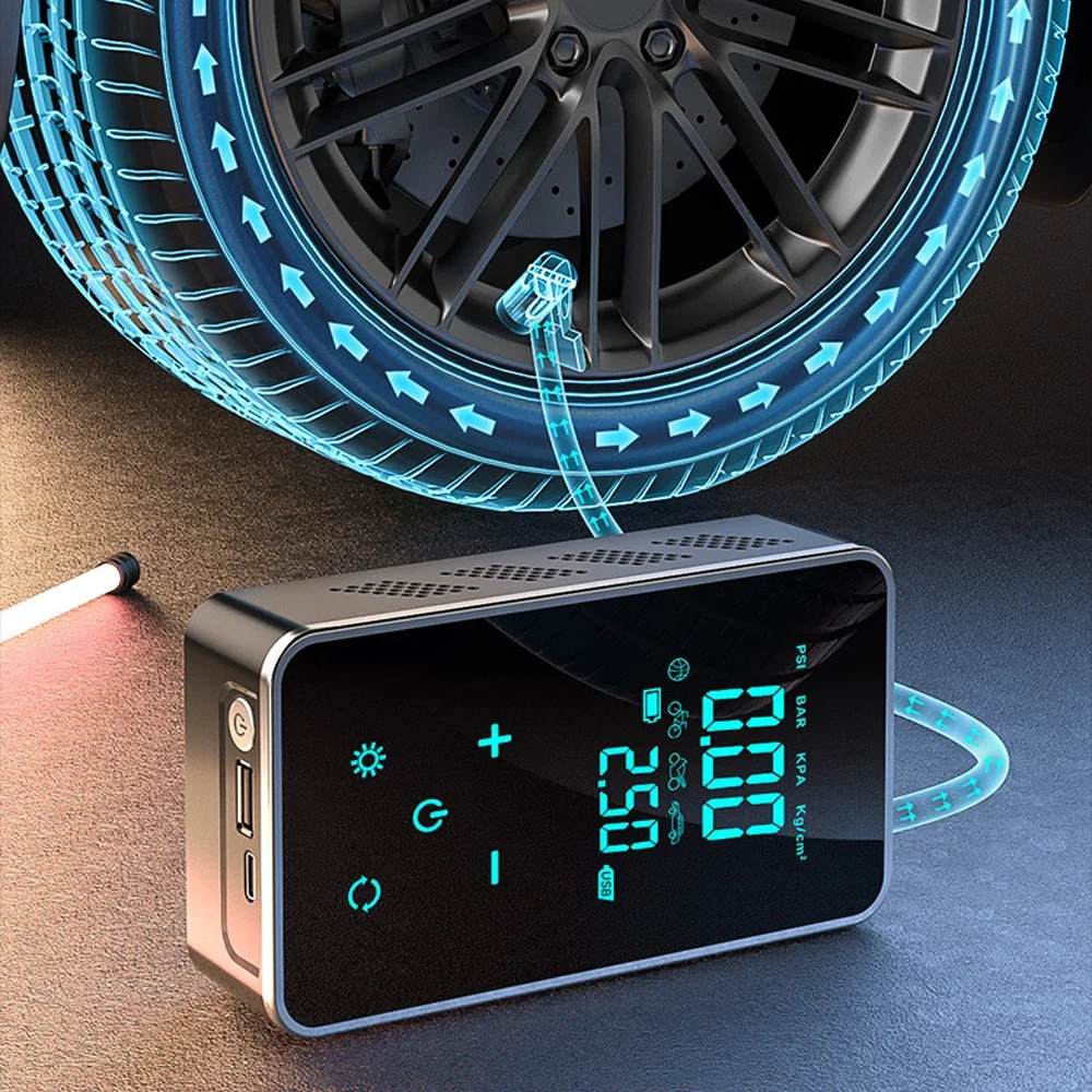 

150PSI интеллектуальный сенсорный экран, автомобильный беспроводной цифровой насос для накачивания, подходит для автомобилей/мотоциклов