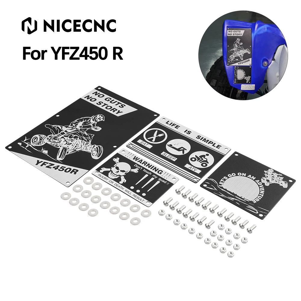 NICECNC ATV for Yamaha YFZ450R 2009-2013 YFZ450 2009 2013 YFZ450X 2010-2011 Fender Warning Tags Anodization Accessories