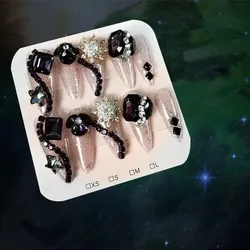 10pcs High Quality Handmade Press on Nails Reusable Temptation Purple Beauty Almond Nail Tablets For Manicure Art Accessories