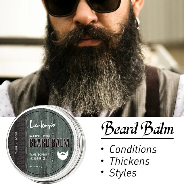 Lockmio Naturalny balsam do brody Wosk Zapach waniliowy Tame Zmiękczający Nawilża Zagęszczający Styl Gładki Krem do pielęgnacji brody dla panów