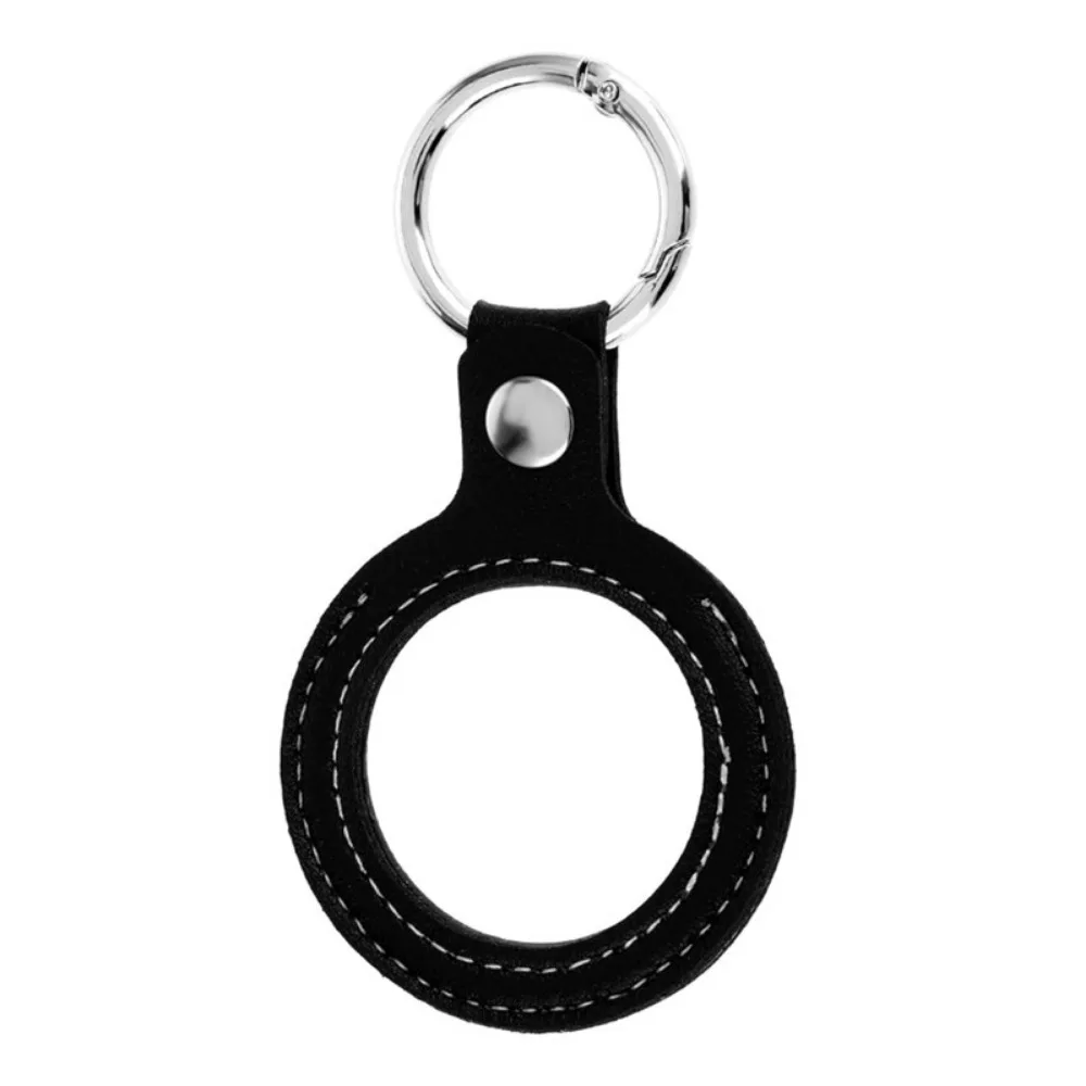 PU Leather Coin Holder Keychain Anti-lost 34-38mm Coin Storage Bag with Transparent Display Window Badge Pendant