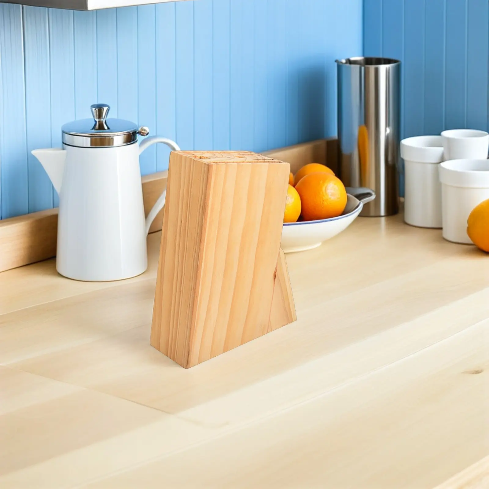 Eco Friendly Wooden Cutter Stand for Kitchen Storage Rack with Adjustable Slots Knife Scissor Holder Desktop Organizer Utensil
