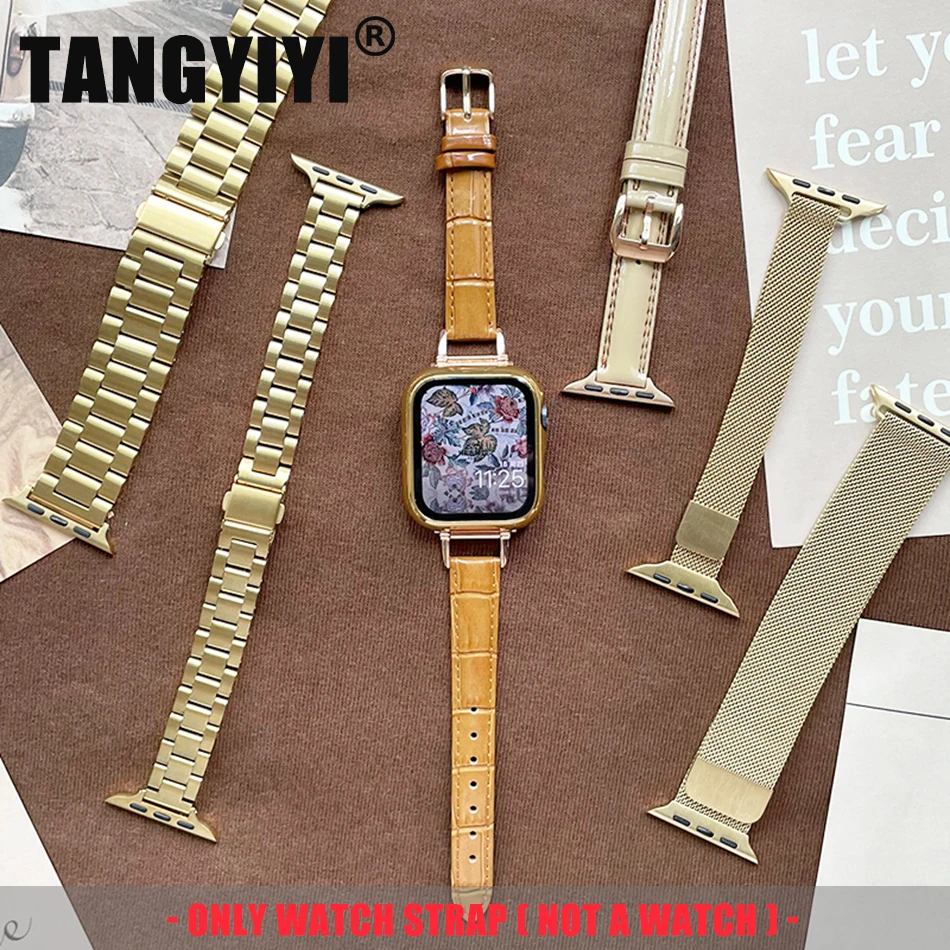 Luxury Gold Magnetic Stainless steel Strap For Apple Watch Band S10 9 8 7 6 SE 5 38/40/41/42/44/45/46/49mm IWatch Ultra Bracelet