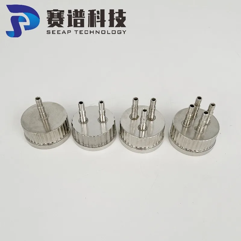 GL45 stainless steel integrated cover 304 two-way three-way four-way replenishment cover, buffer bottle, negative pressure cover