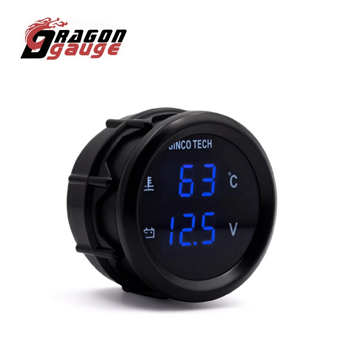 52mm Digital LED Double Display Car Gauge Water Temperature Voltage Gauge Fit for 12V/24V Cars