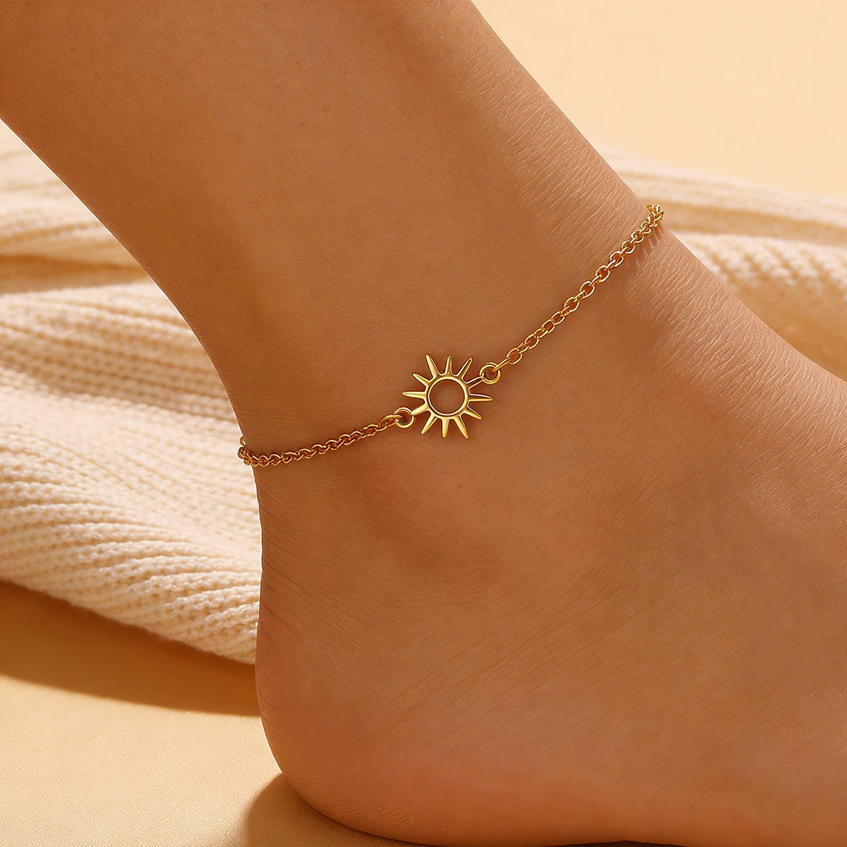 Anklets For Women Summer Beach Accessories Stainless Steel Geometric Chain Anklet Gold Color Leg Bracelets Bodychain Gifts